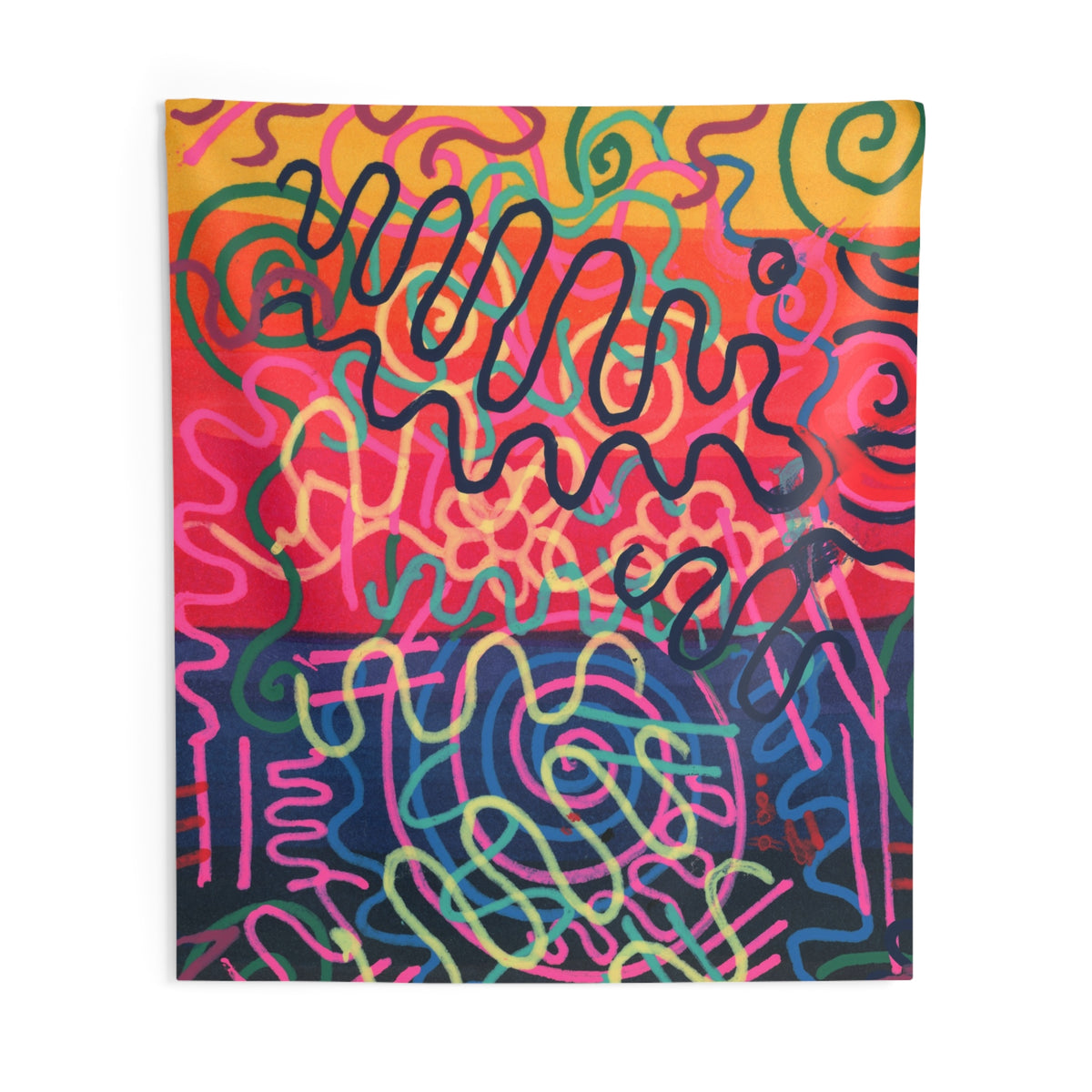 Colorful Squiggly Lines Indoor Wall Tapestry