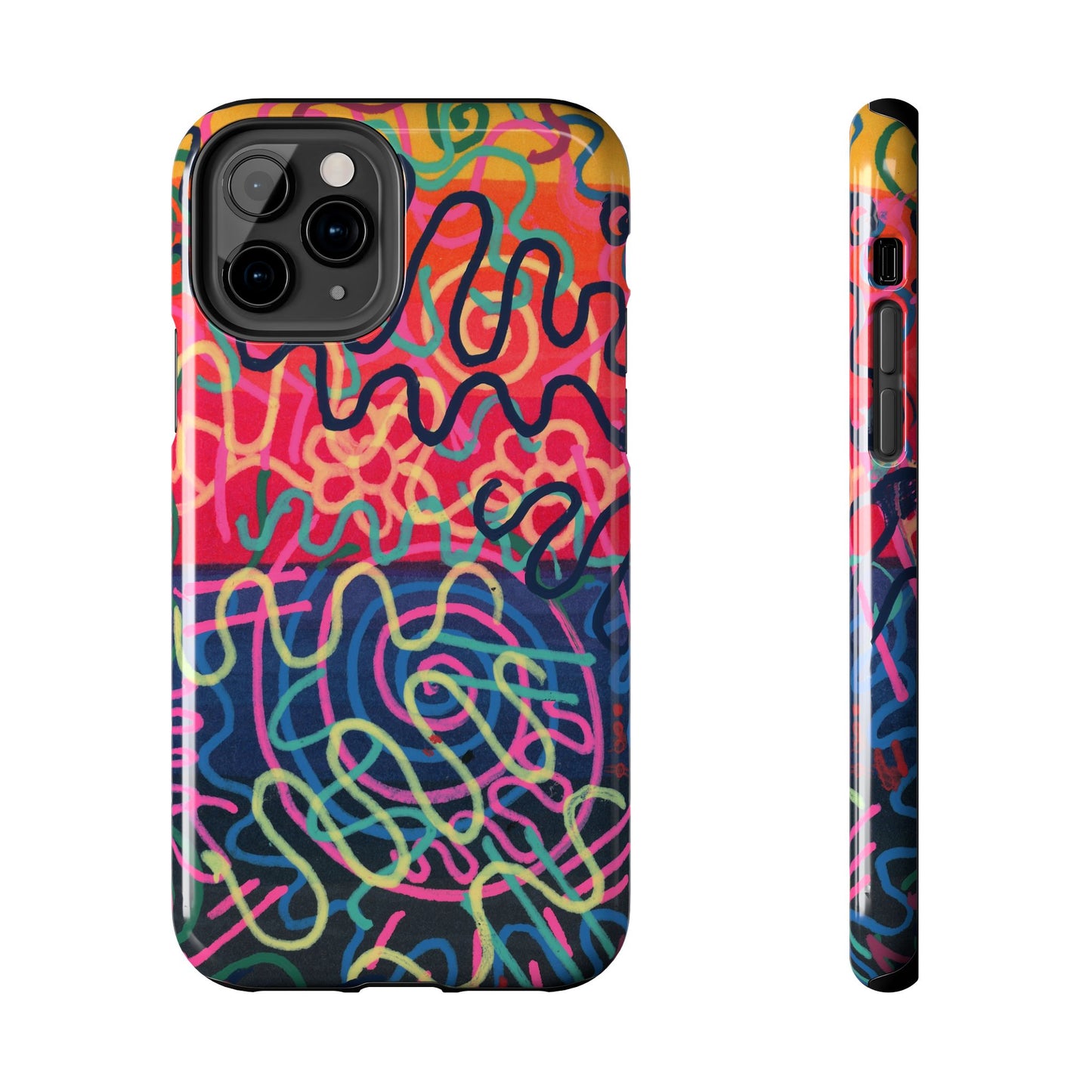 Colorful Squiggly Lines Tough Phone Cases