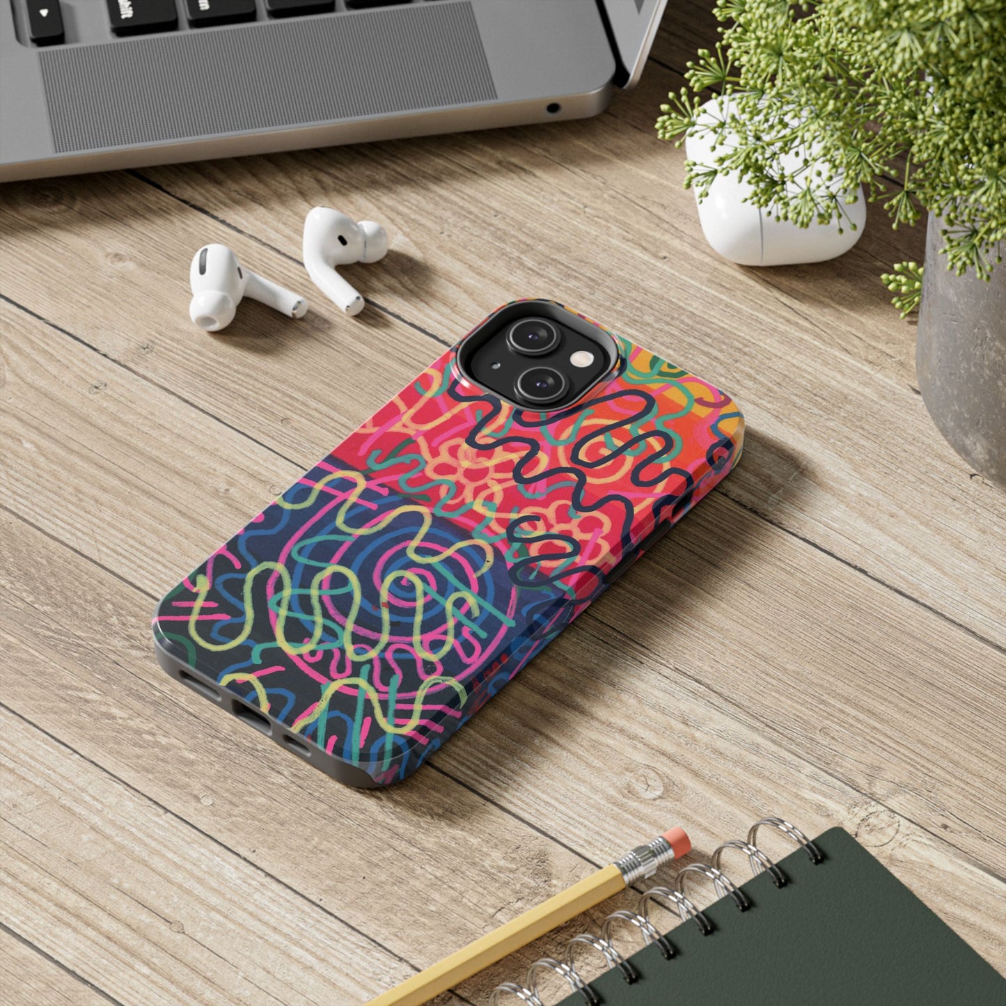 Colorful Squiggly Lines Tough Phone Cases