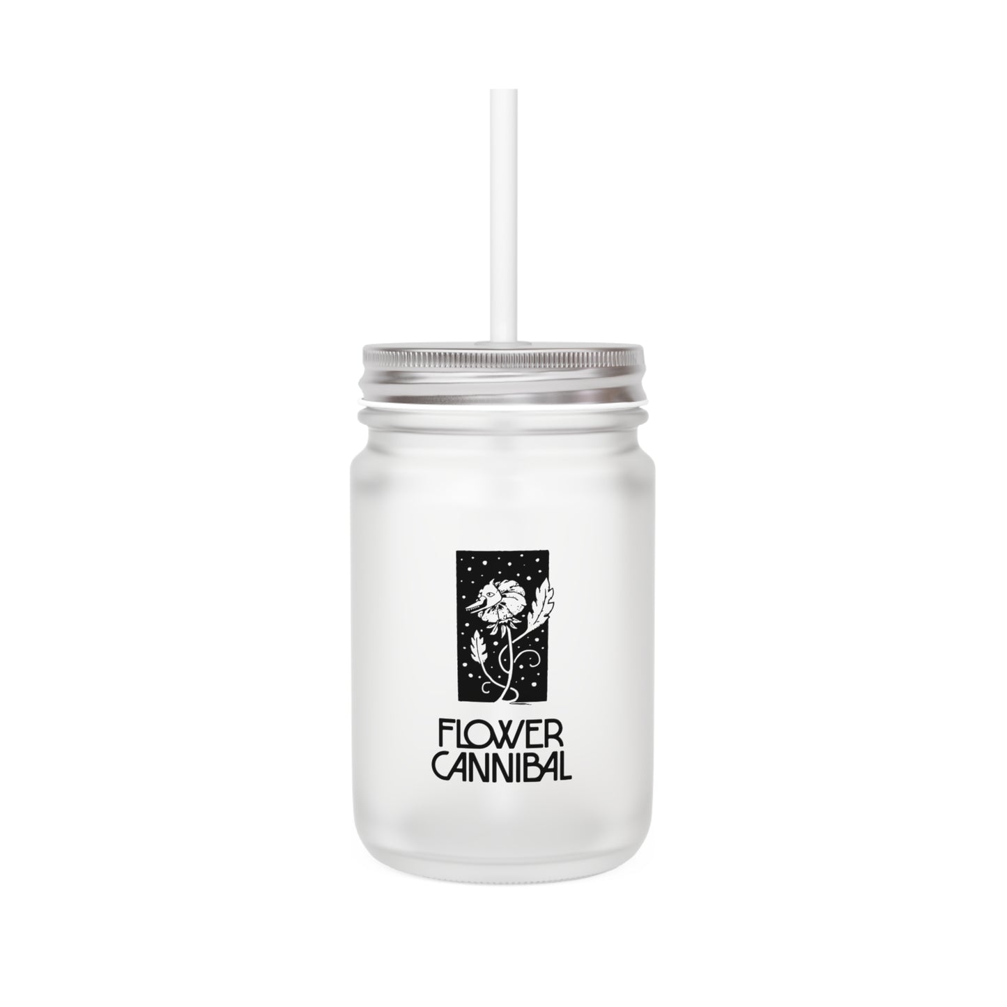 Mason Jar with Straw - Flower Cannibal