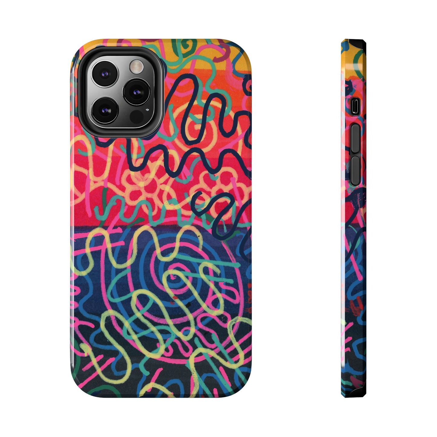 Colorful Squiggly Lines Tough Phone Cases