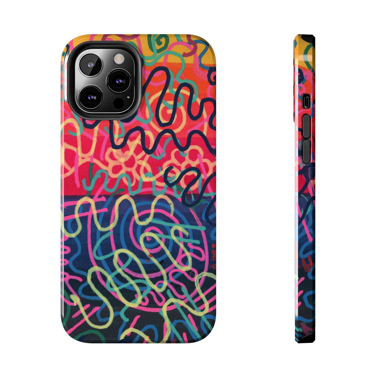 Colorful Squiggly Lines Tough Phone Cases