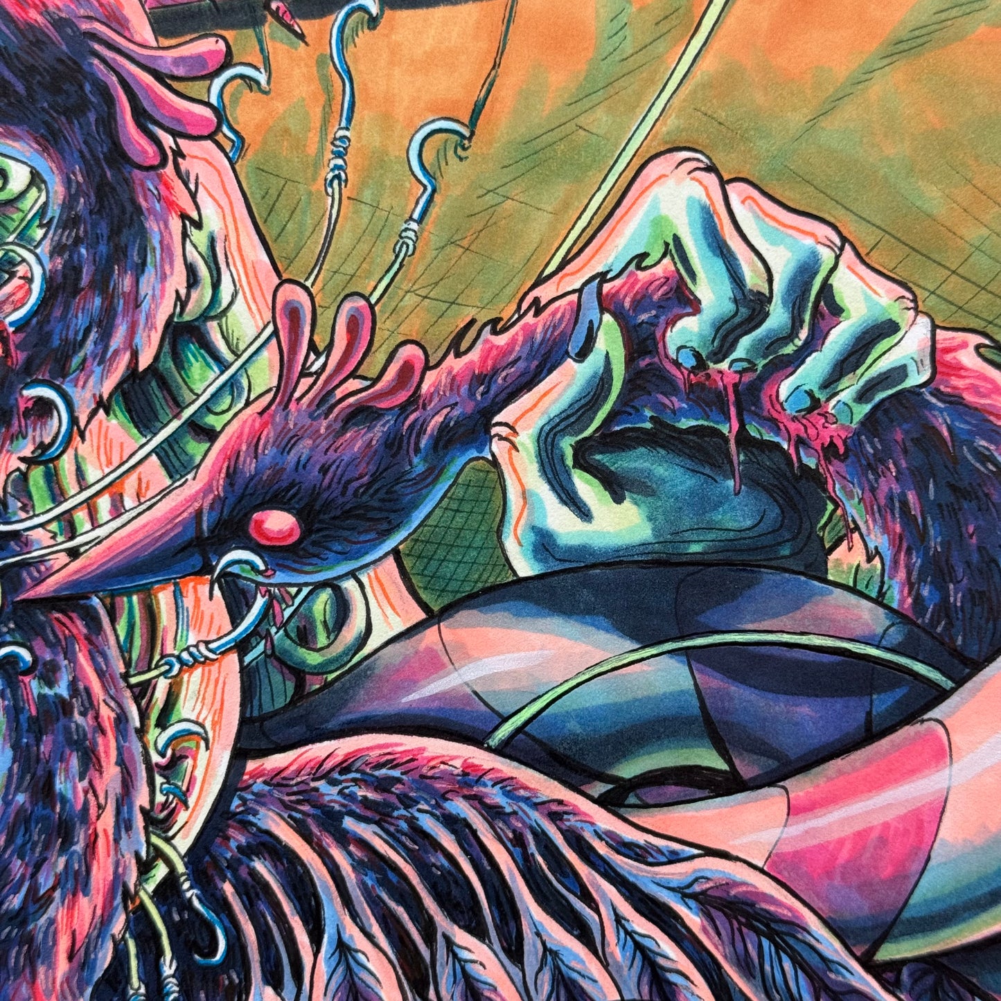 Early Bird gets the Intestinal Worm (Original Handmade Painting)