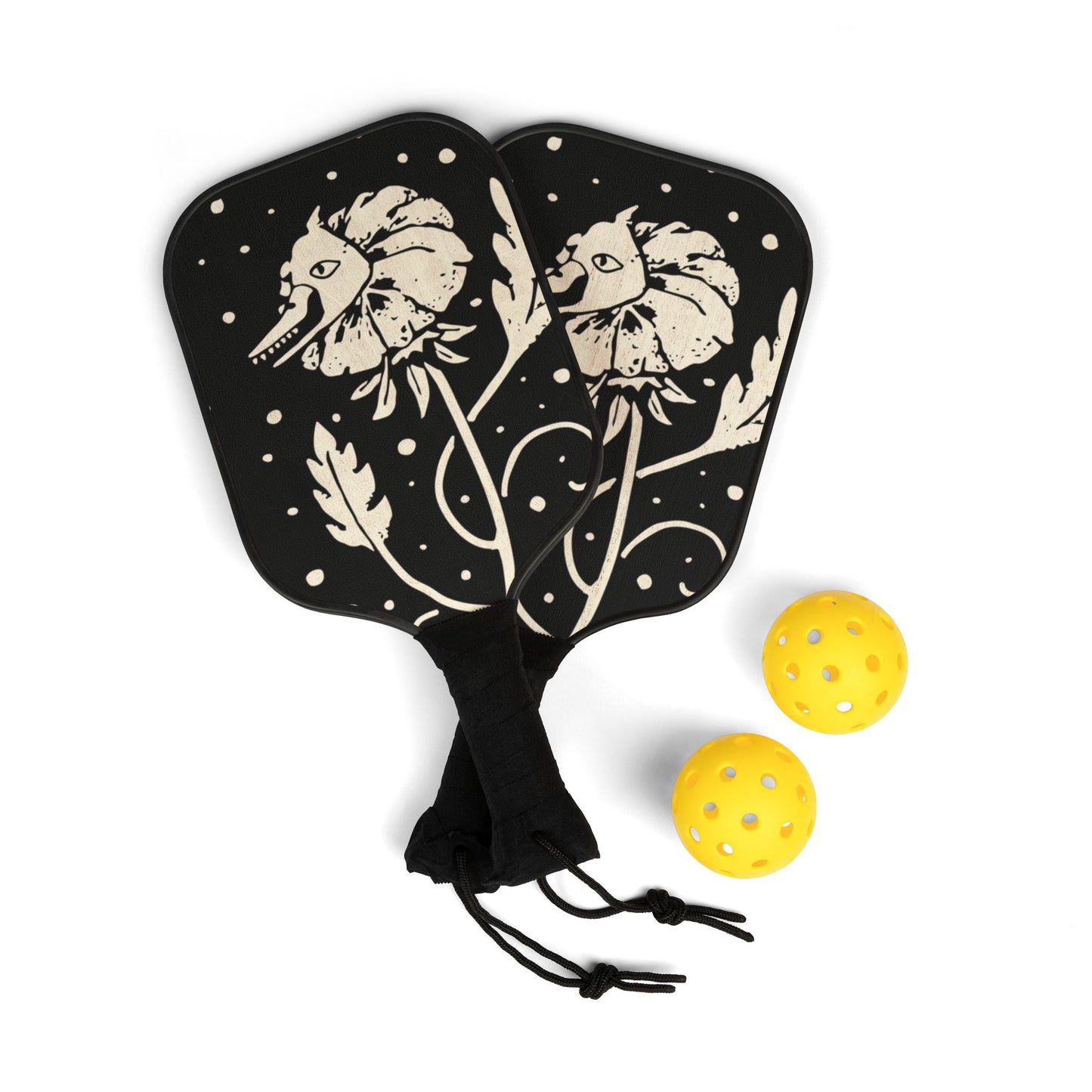 Pickleball Paddle Set with Balls - Flower Cannibal