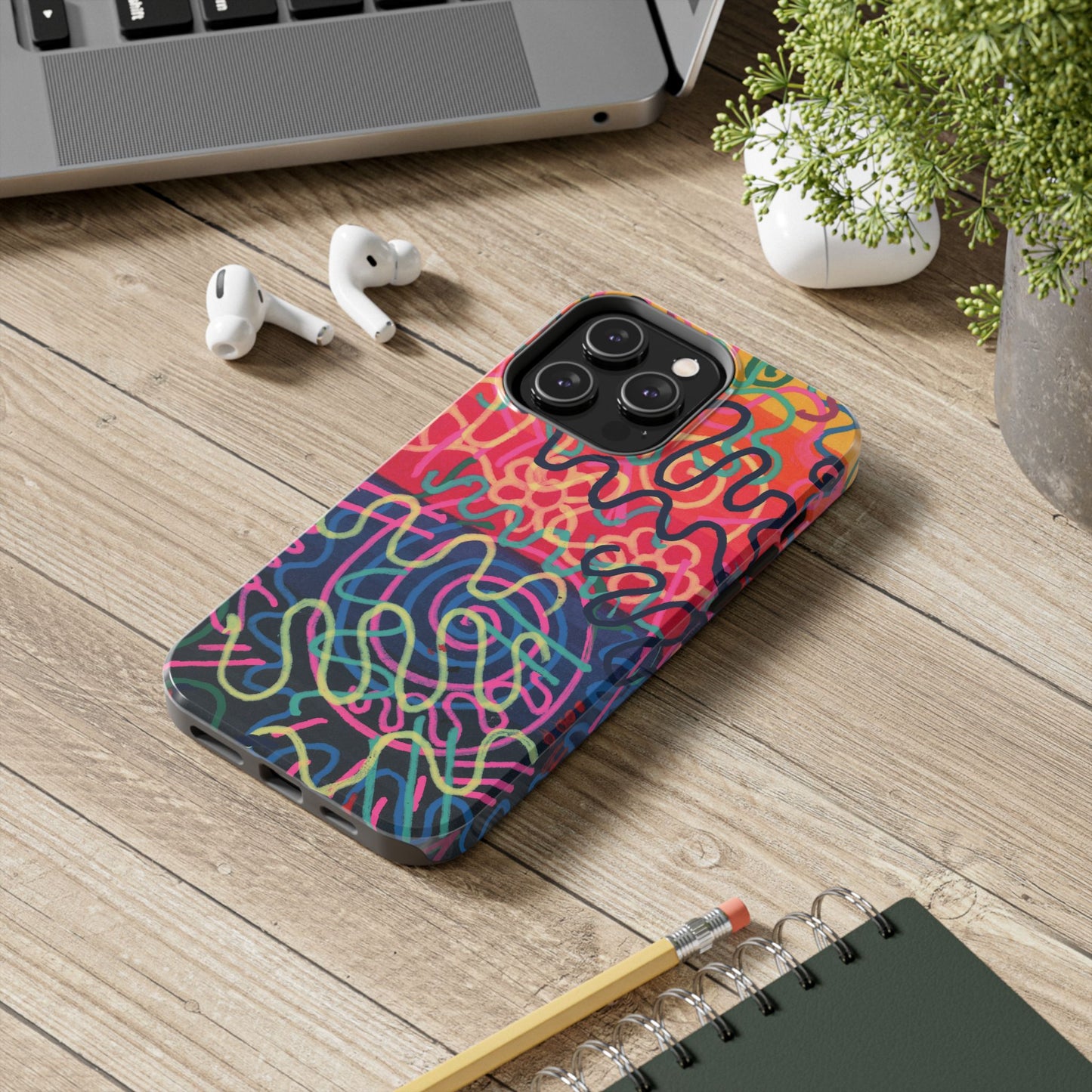 Colorful Squiggly Lines Tough Phone Cases