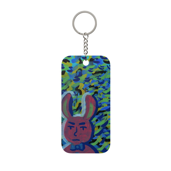Bunny Dude/Smiley Creature Double-Sided Keychain Charm
