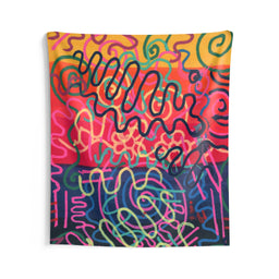 Colorful Squiggly Lines Indoor Wall Tapestry