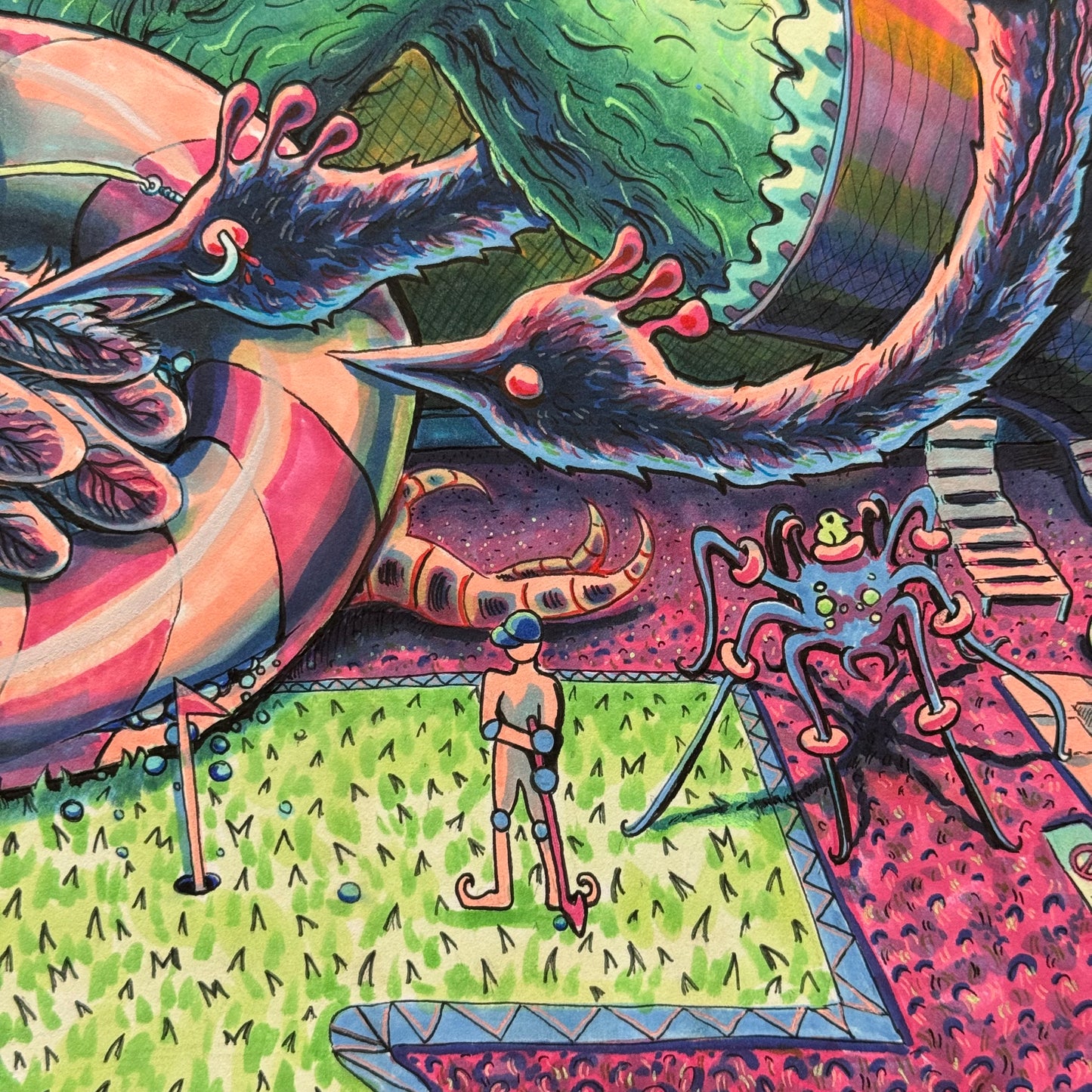 Early Bird gets the Intestinal Worm (Original Handmade Painting)