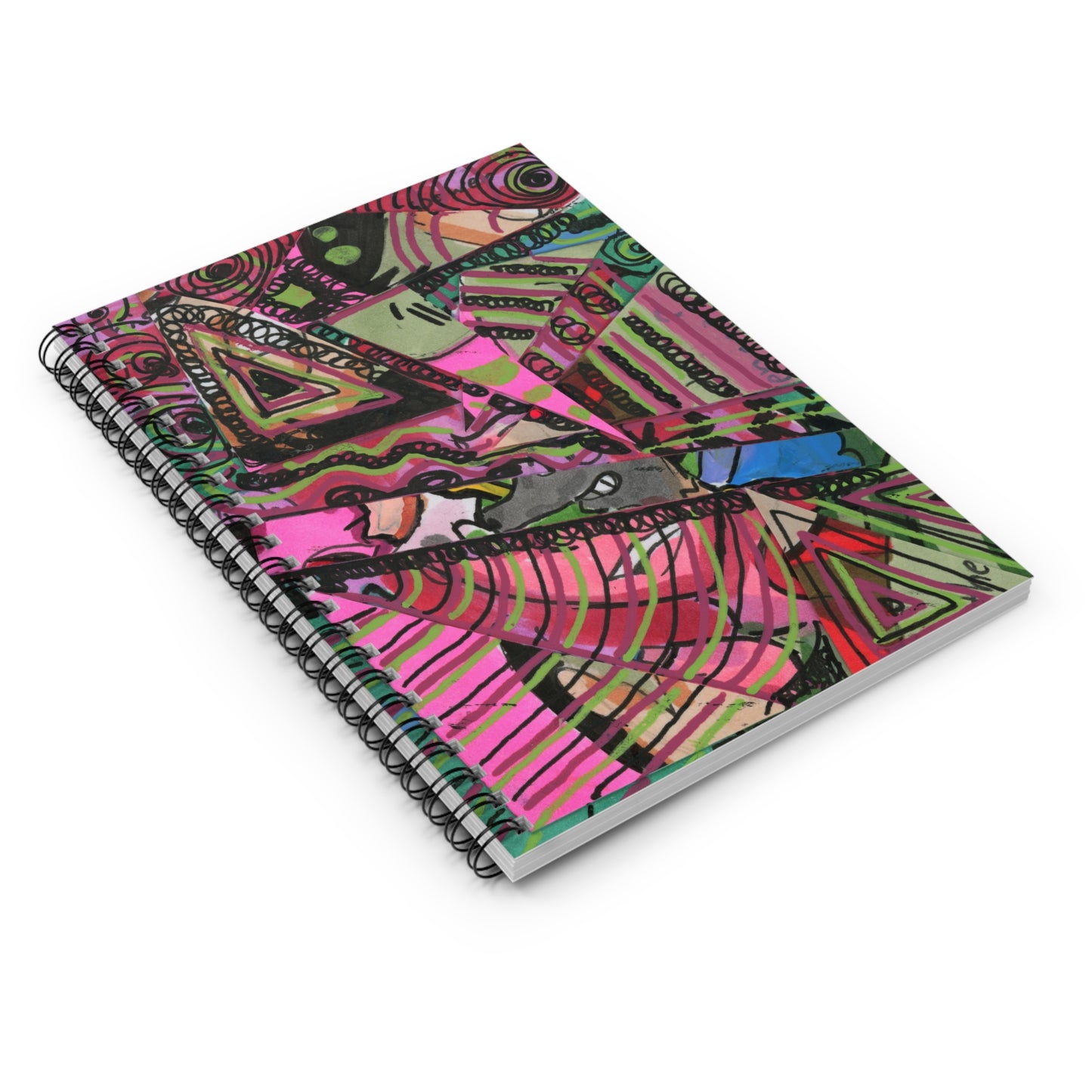 Green and Pink Doodles Spiral Notebook - Ruled Line